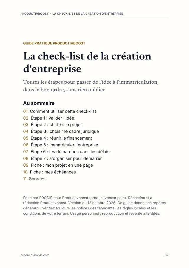 Aperçu de la page 2 de l'ebook La check-list de la création d'entreprise