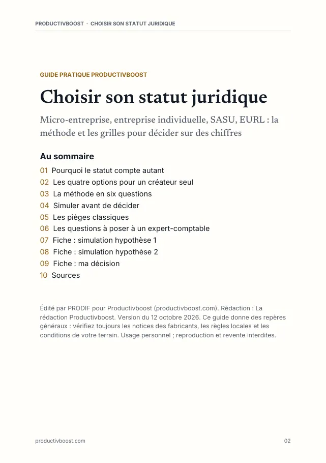 Aperçu de la page 2 de l'ebook Choisir son statut juridique