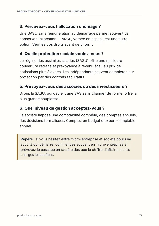Aperçu de la page 5 de l'ebook Choisir son statut juridique