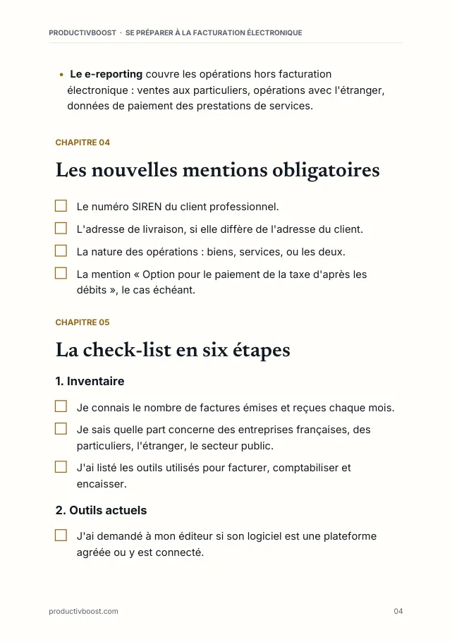 Aperçu de la page 4 de l'ebook Se préparer à la facturation électronique