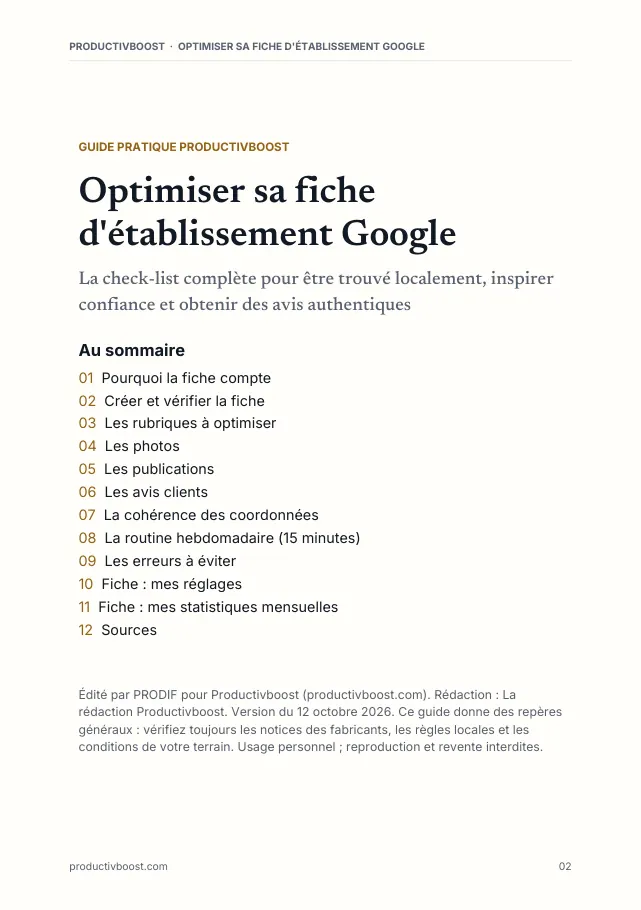 Aperçu de la page 2 de l'ebook Optimiser sa fiche d'établissement Google