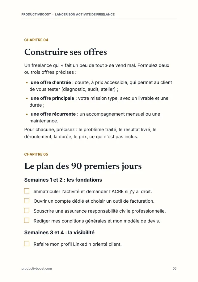Aperçu de la page 5 de l'ebook Lancer son activité de freelance