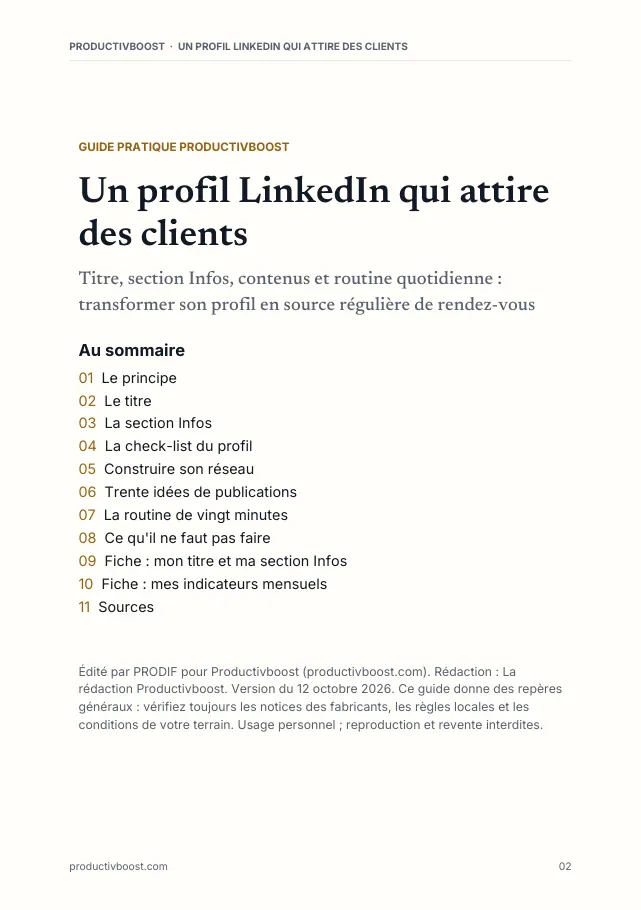 Aperçu de la page 2 de l'ebook Un profil LinkedIn qui attire des clients
