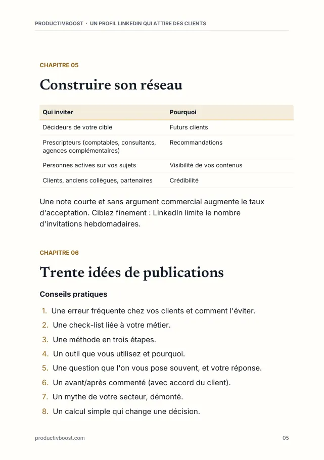 Aperçu de la page 5 de l'ebook Un profil LinkedIn qui attire des clients