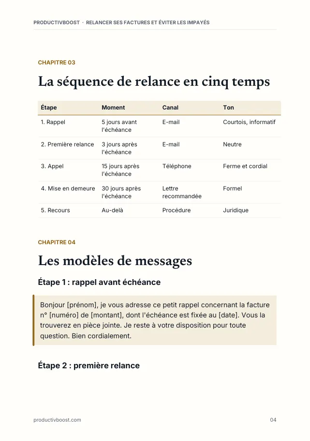 Aperçu de la page 4 de l'ebook Relancer ses factures et éviter les impayés