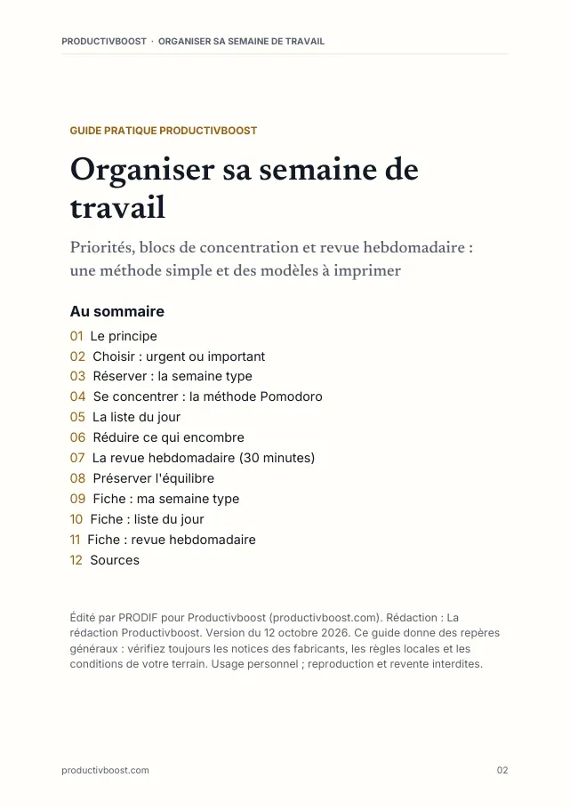 Aperçu de la page 2 de l'ebook Organiser sa semaine de travail